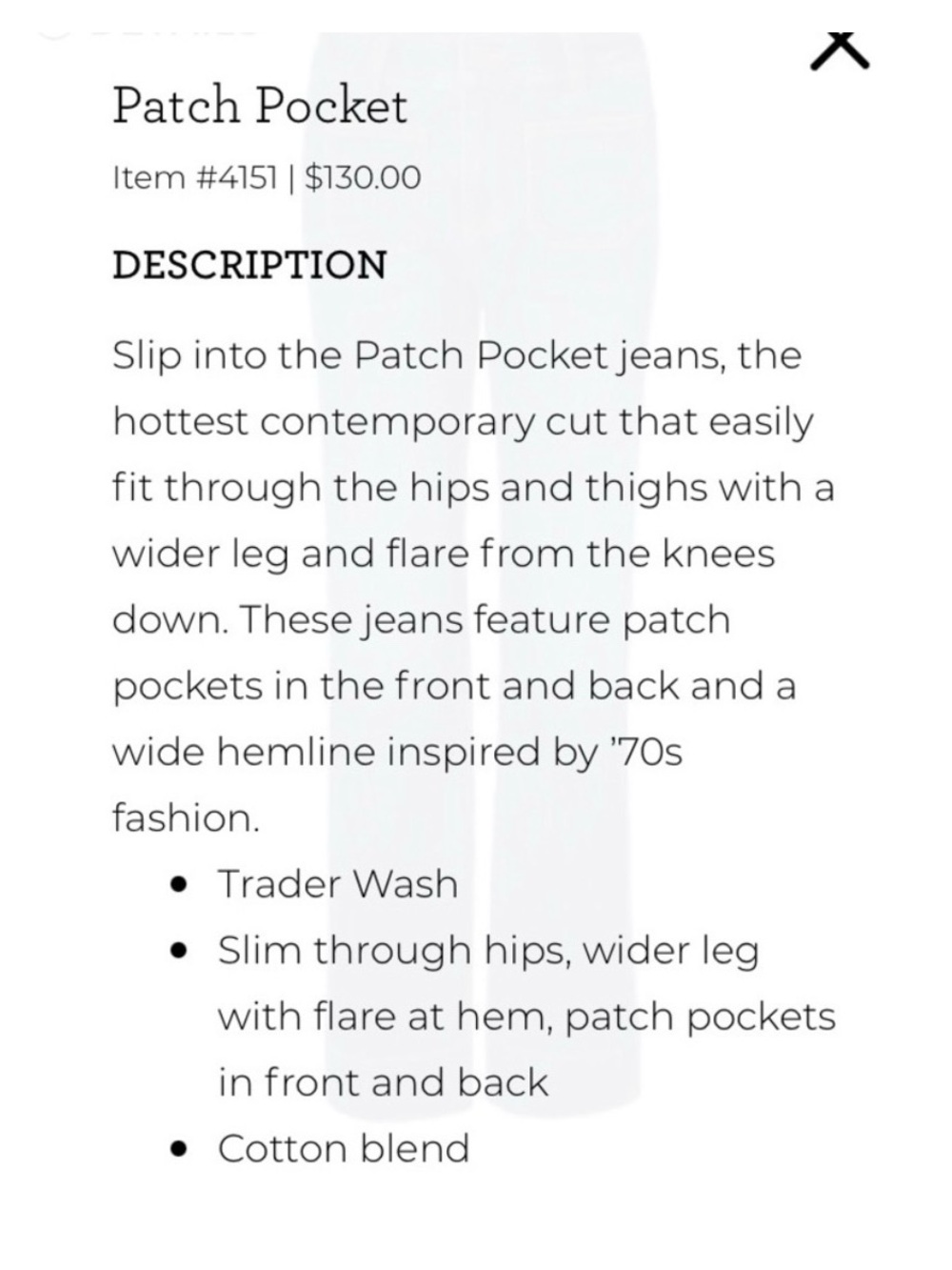 CAbi Women's Dark Blue Flare Jeans with Patch Pocket - Picture 2 of 4